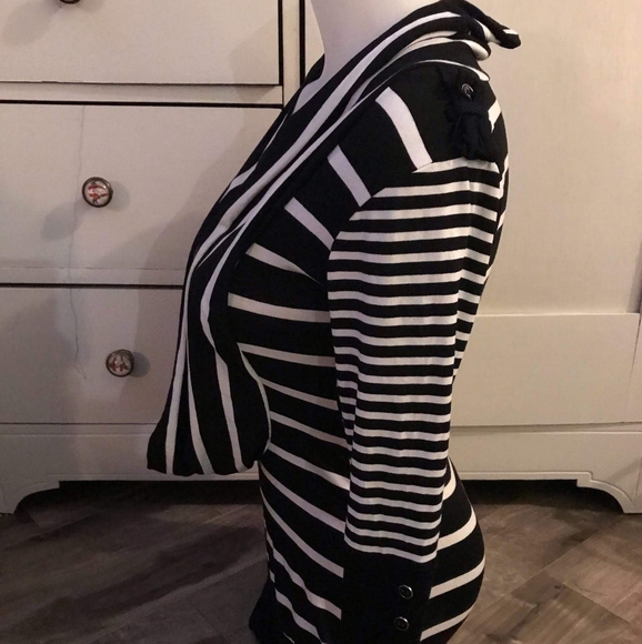 Jane Norman Top Striped Black & White Size 10 - Picture 2 of 5